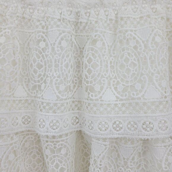Anine Bing Skirt Mini Crochet Lace Tiered Tassel Fringe Hem Mini White XS - Picture 5 of 15